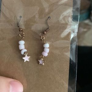 Hand made pink star earrings nickel free